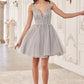 Beaded V-Neckline Layered Tulle Short Dress by Cinderella Divine CY022 - Special Occasion/Curves