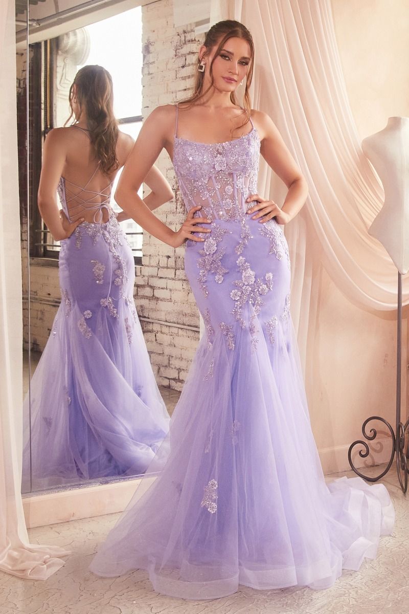 Embellished Pastel Mermaid Gown by Cinderella Divine D145 - Special Occasion