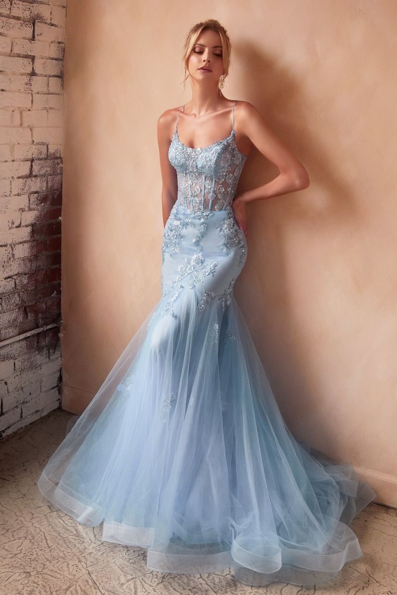 Embellished Pastel Mermaid Gown by Cinderella Divine D145 - Special Occasion