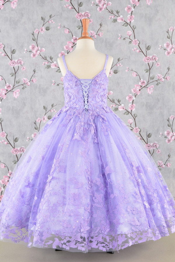 Butterfly Sequin Sweetheart Neckline Kids Mini Quince Dress by Elizabeth K - GK114