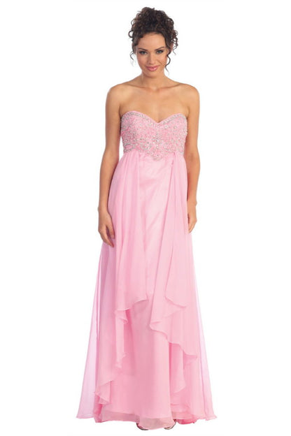 Chiffon Strapless Sweetheart Neckline Dress by Elizabeth K - GL1061