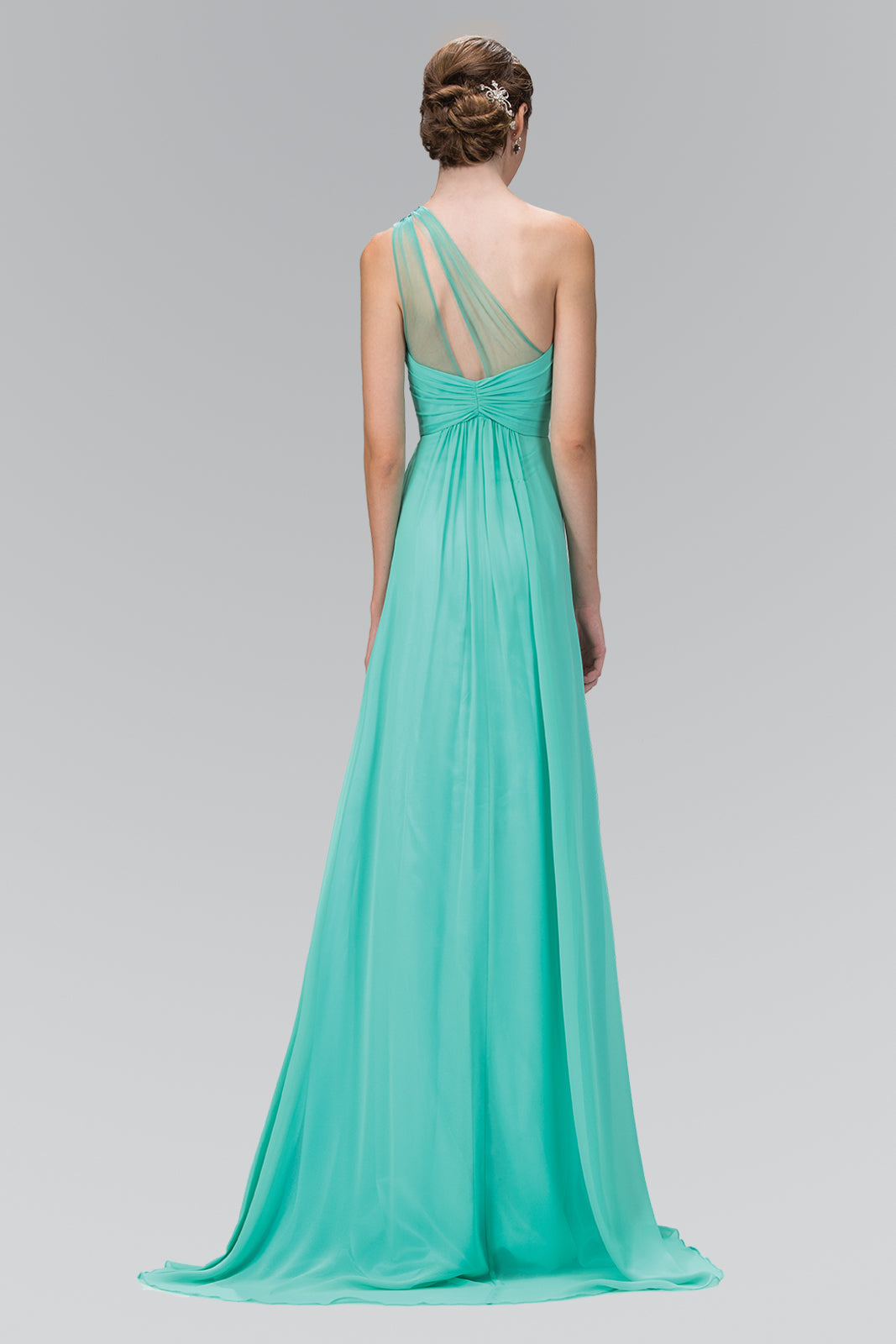 Embellished One Shoulder Asymmetric Neckline Dress by Elizabeth K - GL1138