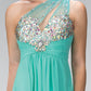 Embellished One Shoulder Asymmetric Neckline Dress by Elizabeth K - GL1138