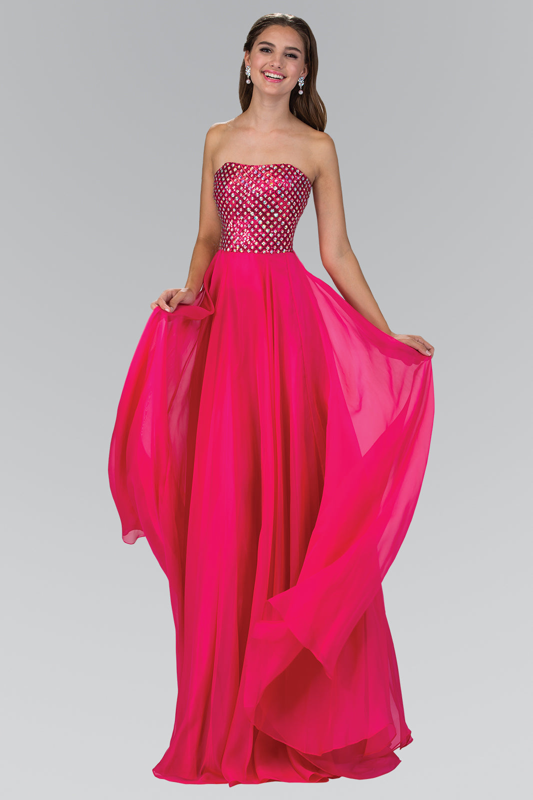 Chiffon Strapless Sweetheart A-Line Dress by Elizabeth K - GL1146