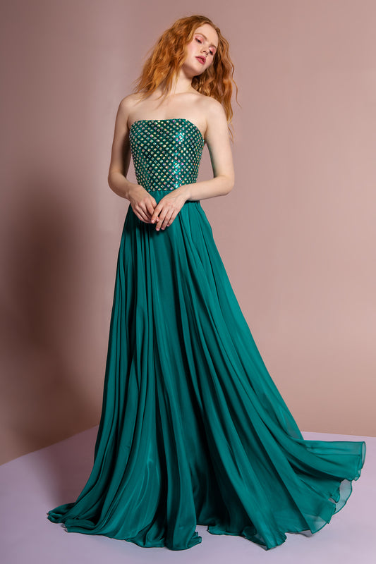 Chiffon Strapless Sweetheart A-Line Dress by Elizabeth K - GL1146