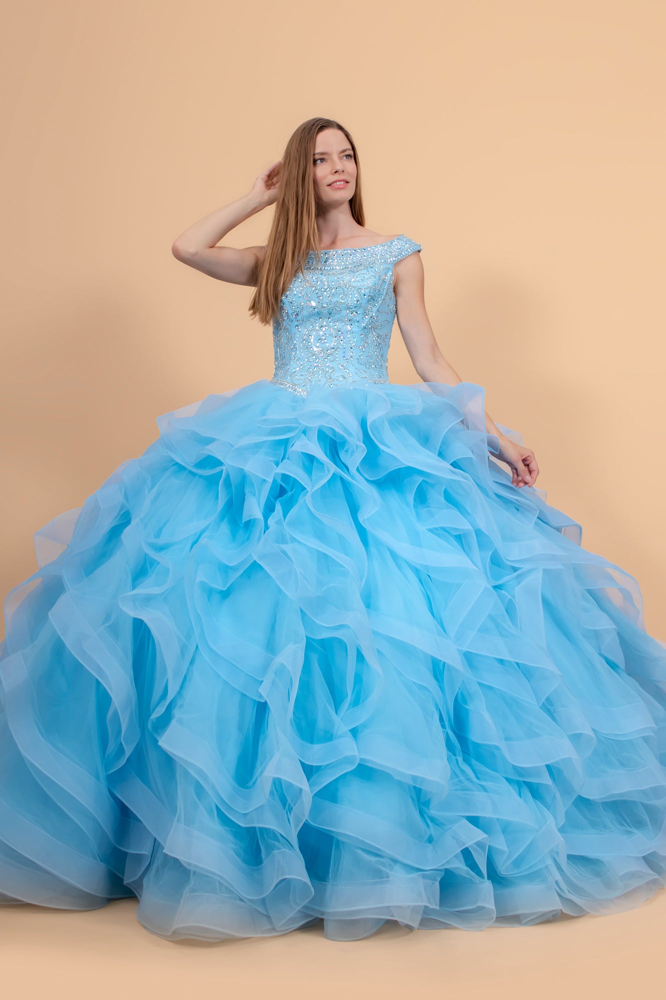 Elizabeth K - GL1600 - Embellished Bodice Tulle Quinceanera Dress