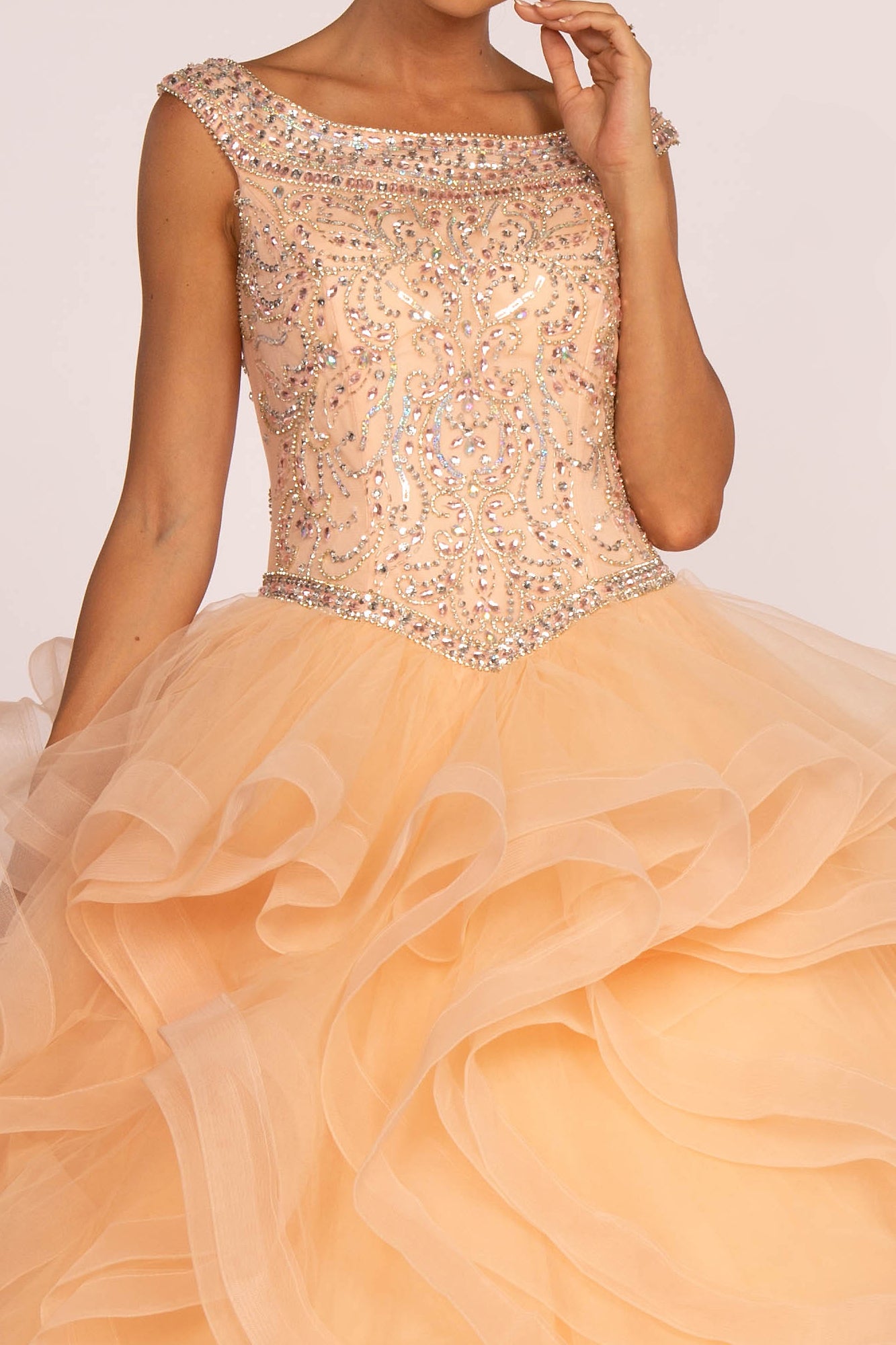 Elizabeth K - GL1600 - Embellished Bodice Tulle Quinceanera Dress