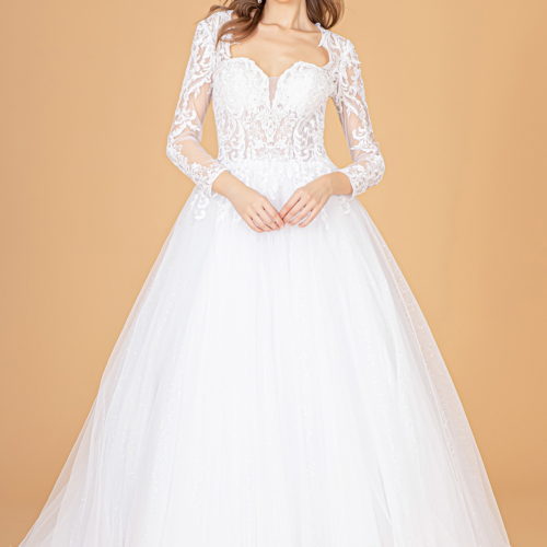 GLS by Gloria -GL1804 Embroidered Long Sleeve Bridal A-Line Gown