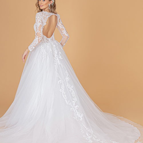 GLS by Gloria -GL1804 Embroidered Long Sleeve Bridal A-Line Gown