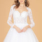 GLS by Gloria -GL1804 Embroidered Long Sleeve Bridal A-Line Gown