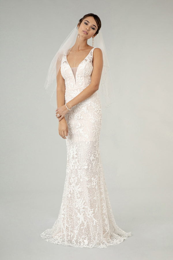 GL1903 Elizabeth K Mermaid Bridal Gown with Detachable Mesh Layer