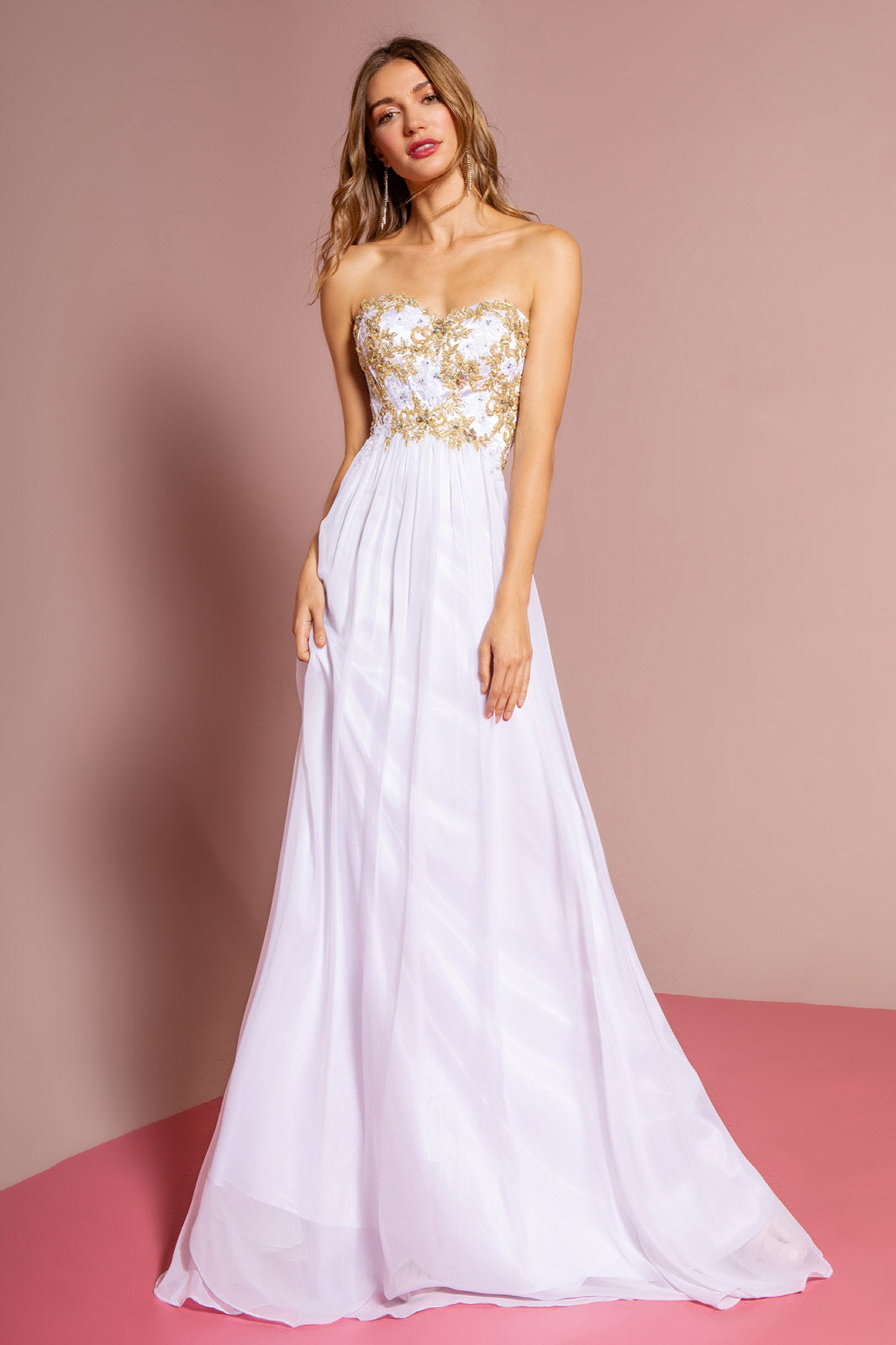 Elizabeth K - GL2050 - Embroidery Strapless Sweetheart Neck Dress