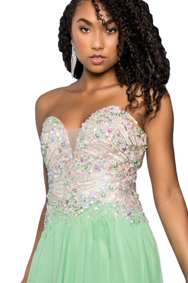 Chiffon Strapless Sequin Sweetheart A-Line by Elizabeth K - GL2092 - Special Occasion/Curves