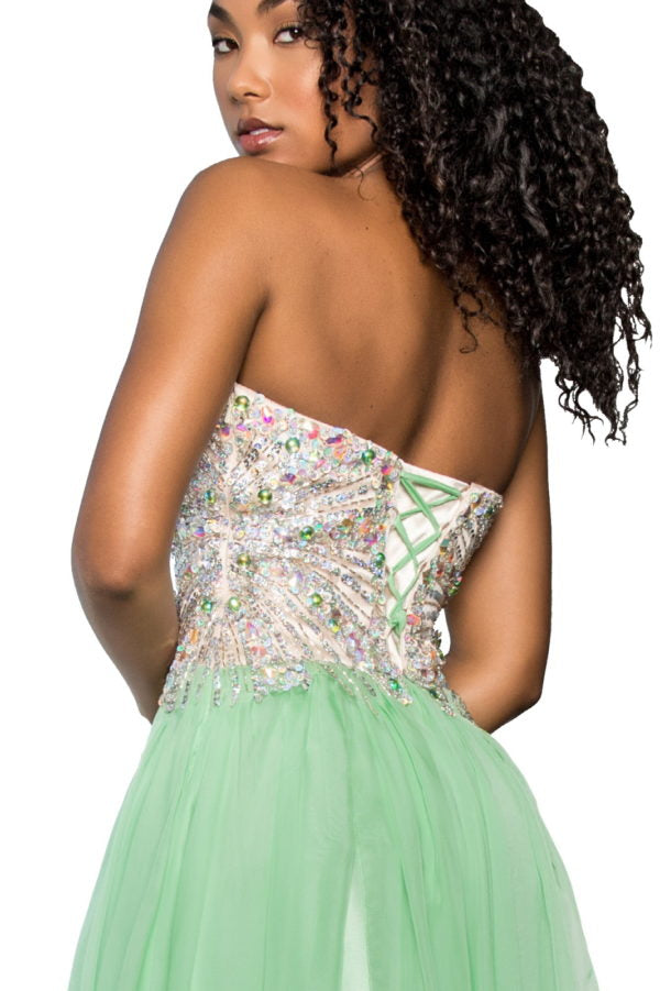 Chiffon Strapless Sequin Sweetheart A-Line by Elizabeth K - GL2092 - Special Occasion/Curves