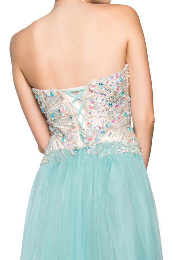 Chiffon Strapless Sequin Sweetheart A-Line by Elizabeth K - GL2092 - Special Occasion/Curves