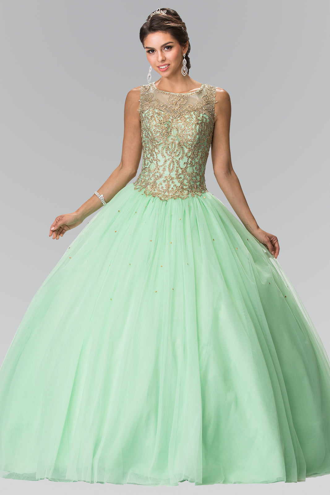 Elizabeth K - GL2207 - Illusion Sleeveless Quinceanera Dress