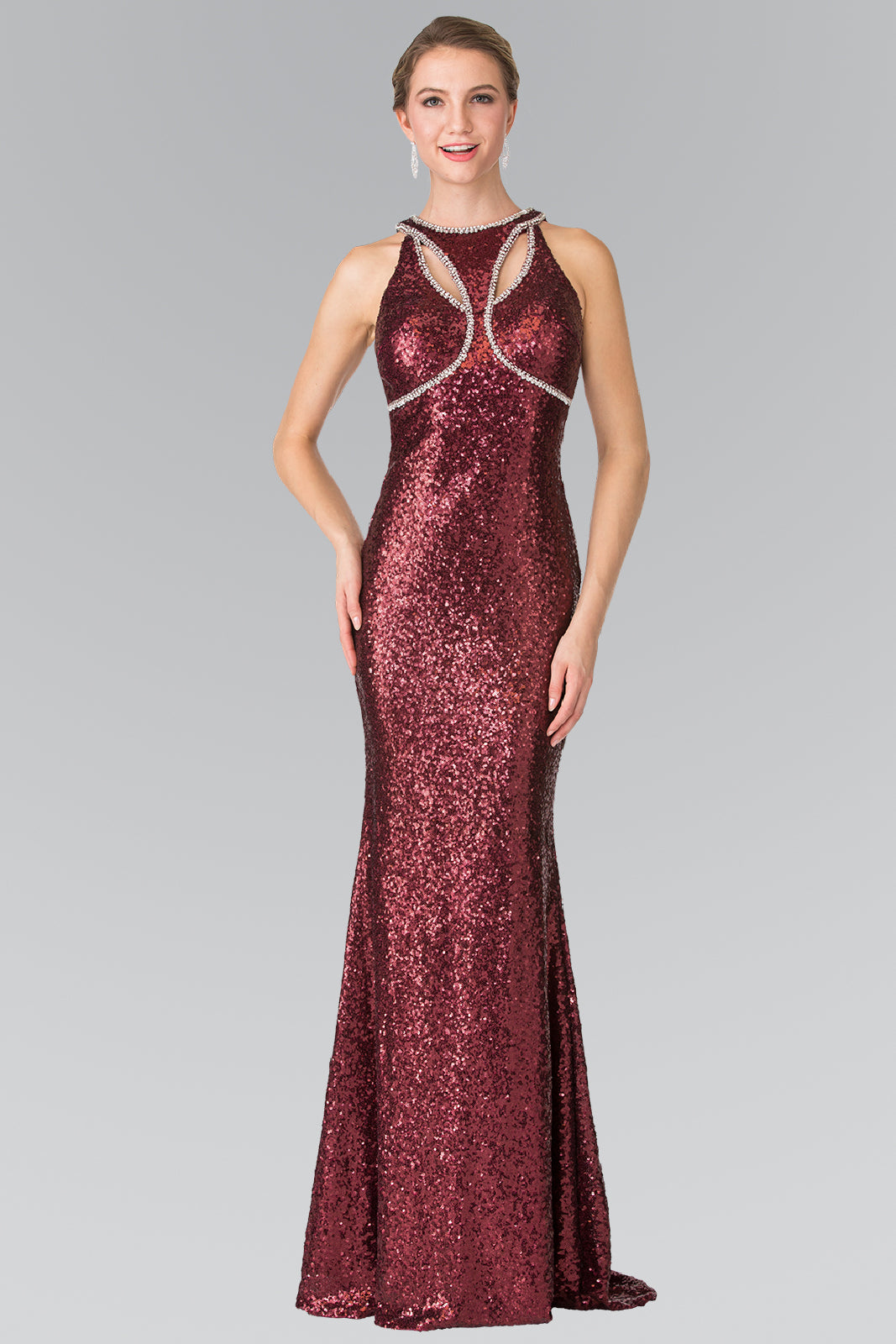 Embellished Cut Out Neckline Mermaid Dress by Elizabeth K - GL2217