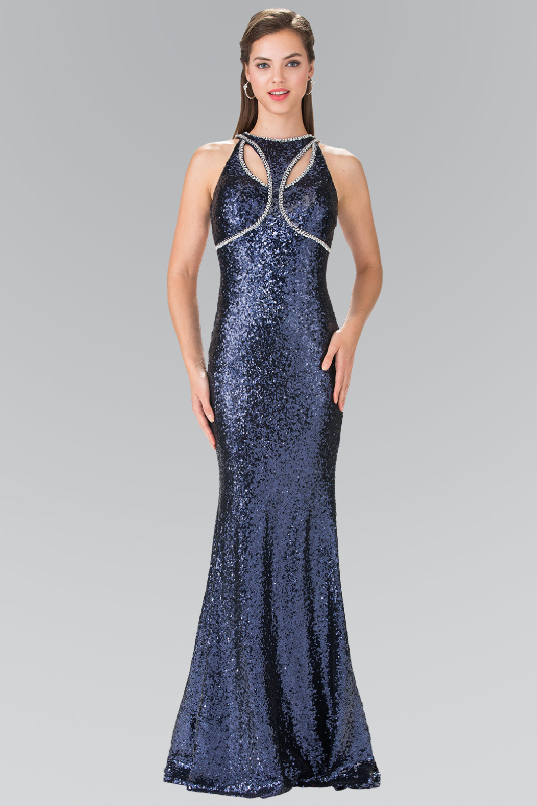 Embellished Cut Out Neckline Mermaid Dress by Elizabeth K - GL2217