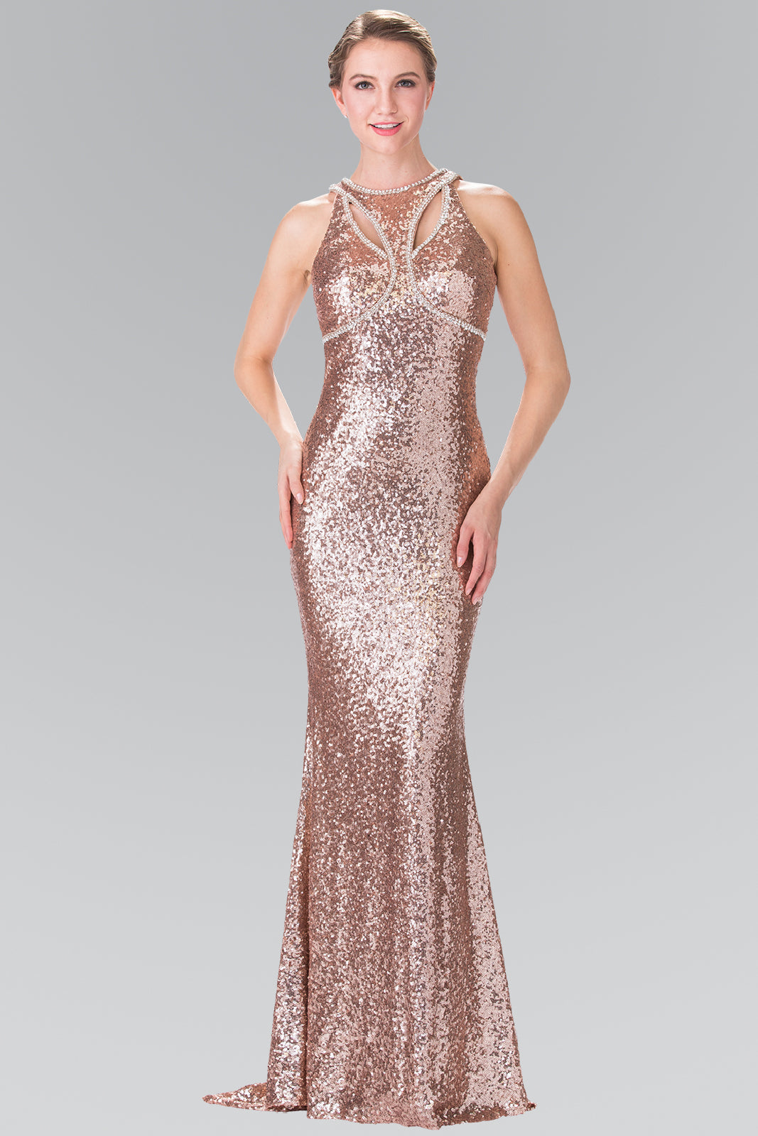 Embellished Cut Out Neckline Mermaid Dress by Elizabeth K - GL2217