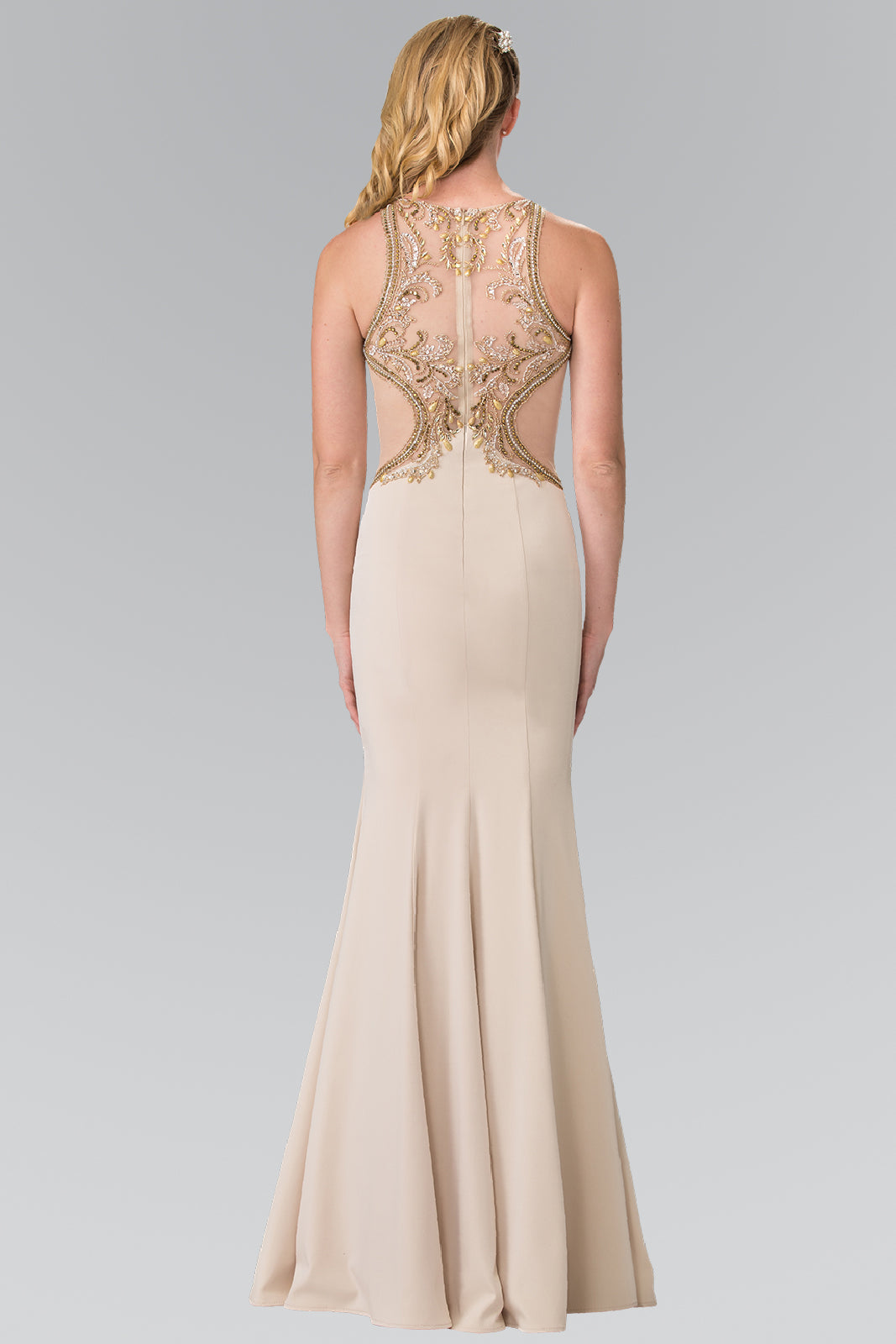 Beads Embellished High-Neck Mermaid Dress by Elizabeth K - GL2237