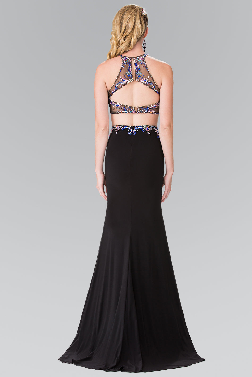 Beaded Two-Piece Halter Neck Dress by Elizabeth K - GL2277