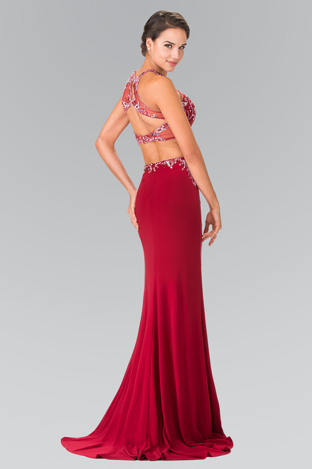 Beaded Two-Piece Halter Neck Dress by Elizabeth K - GL2277