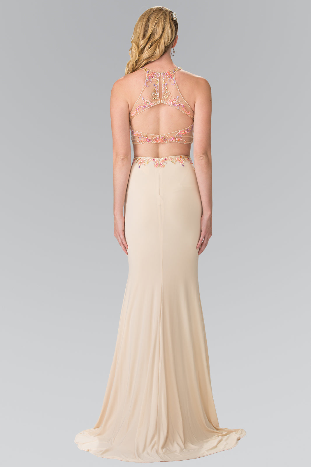 Beaded Two-Piece Halter Neck Dress by Elizabeth K - GL2277