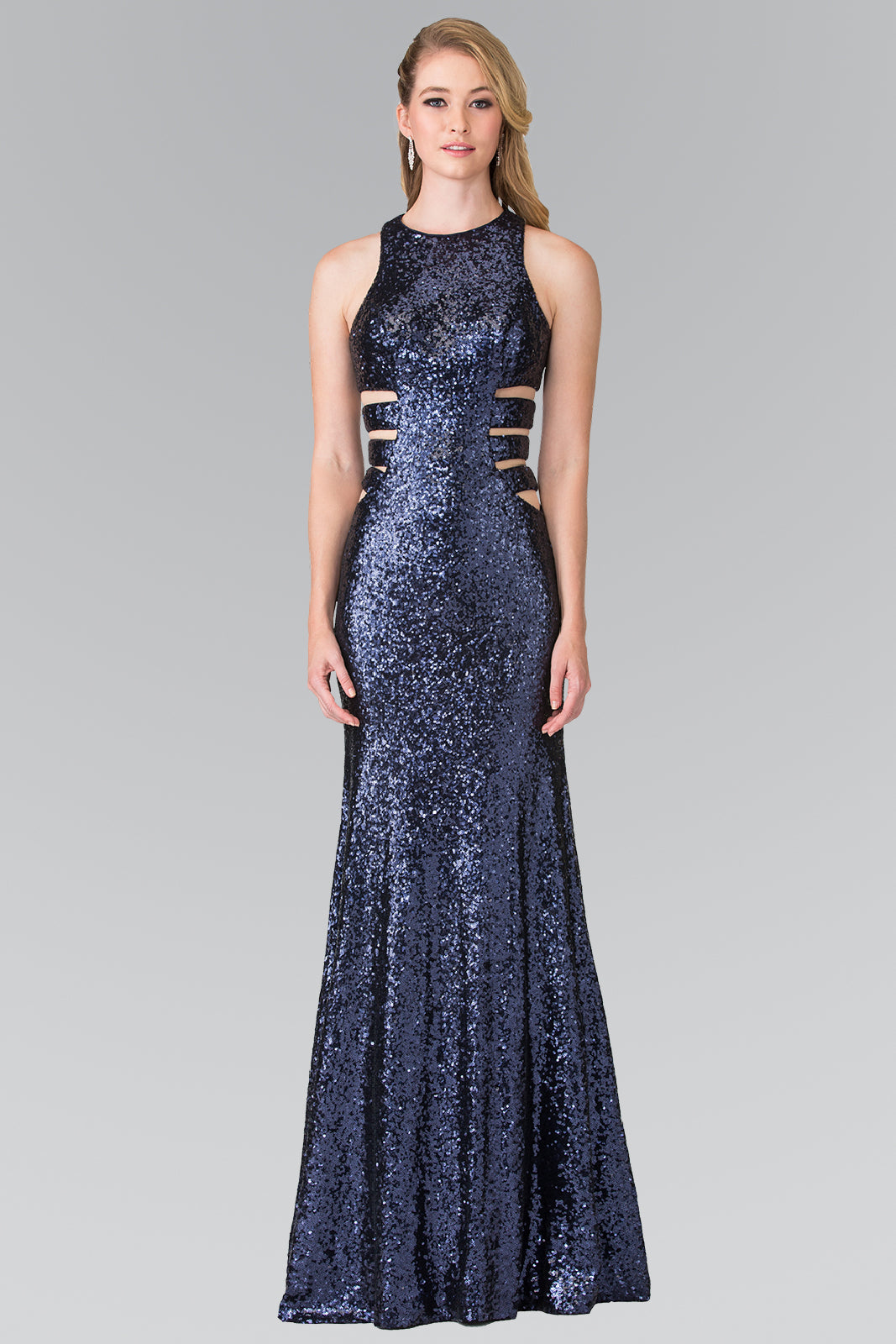 Sequin Illusion V-Neck Mermaid Dress by Elizabeth K - GL2299 - Special Occasion