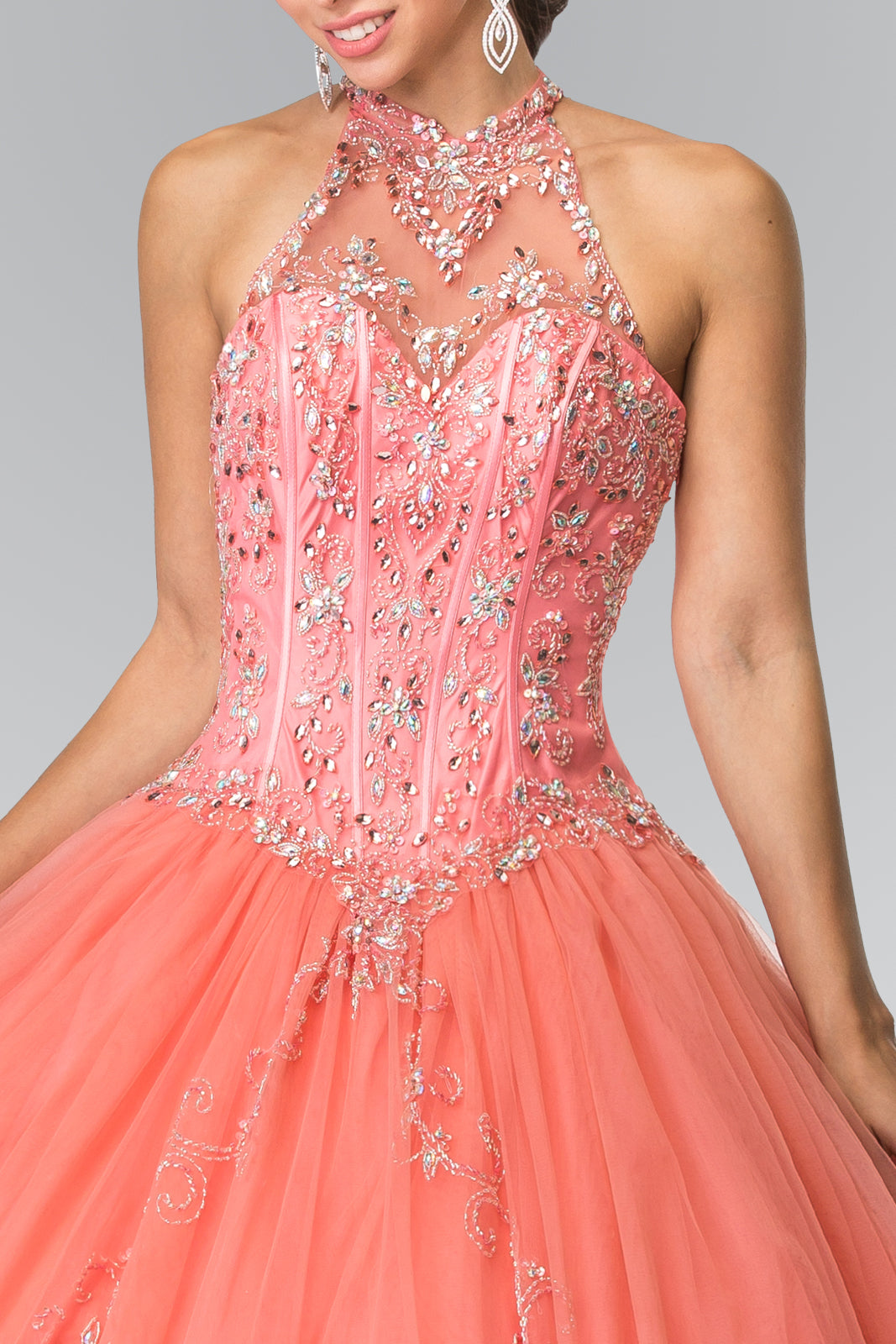 Elizabeth K - GL2348 - Embellished Sleeveless Tulle Quinceanera Dress