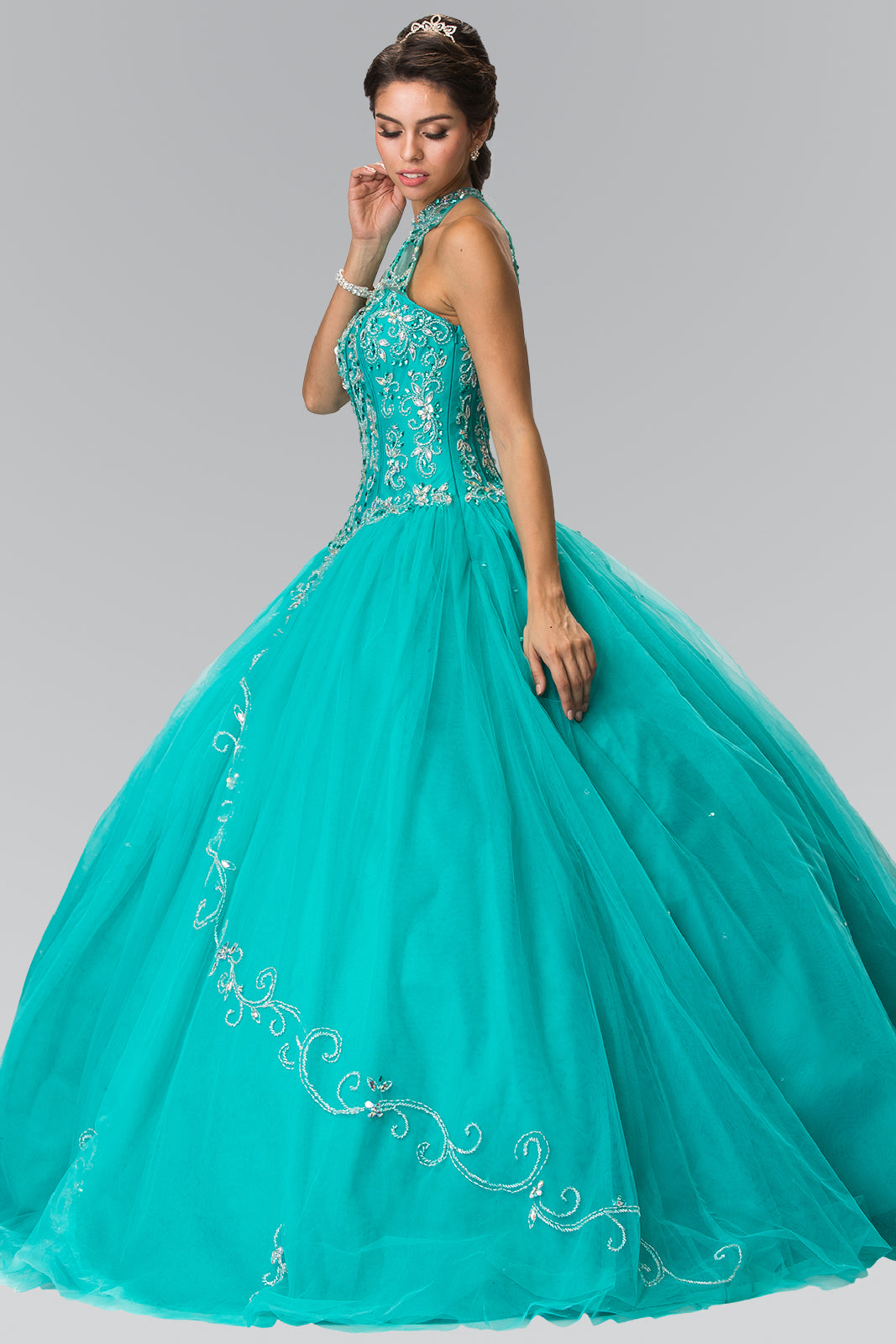 Elizabeth K - GL2348 - Embellished Sleeveless Tulle Quinceanera Dress