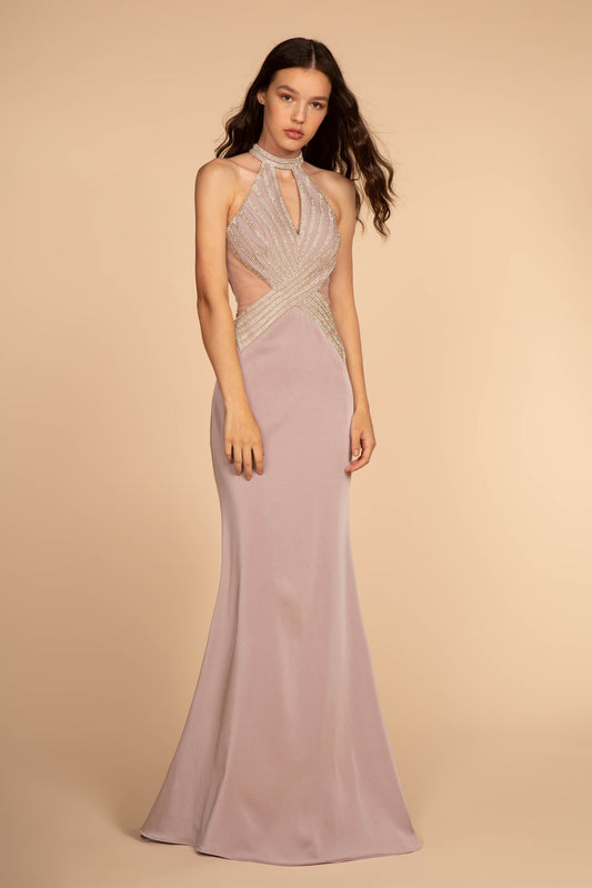 Embellished High-Neck Trumpet Dress by Elizabeth K - GL2573 - Special Occasion/Curves