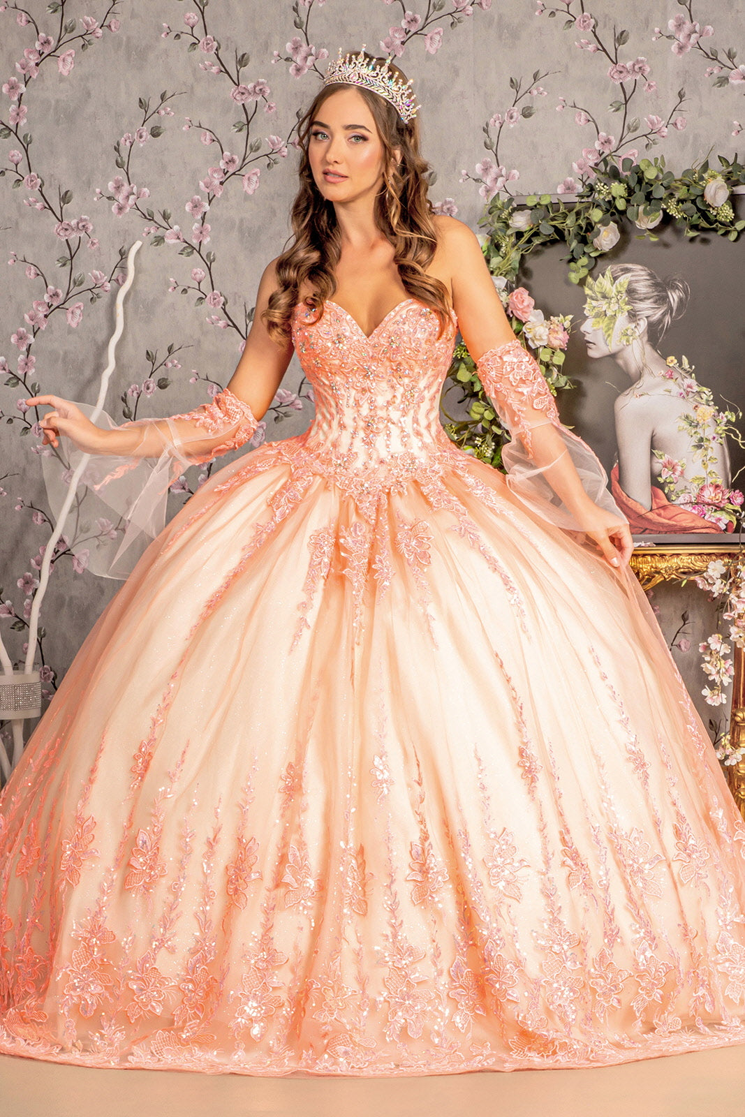 Embroidery Strapless Sweetheart Quinceanera Dress by GLS by Gloria - GL3235