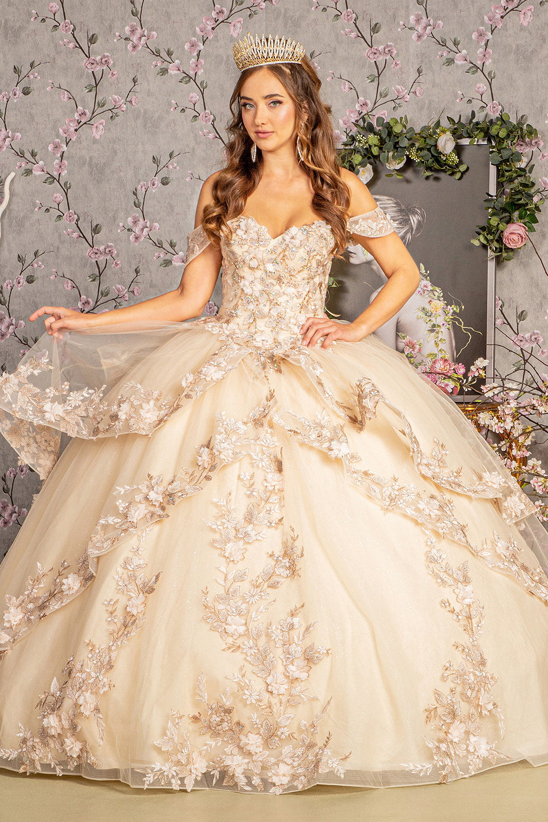 Off Shoulder Sweetheart Neckline Quinceanera Dress by GLS by Gloria - GL3240