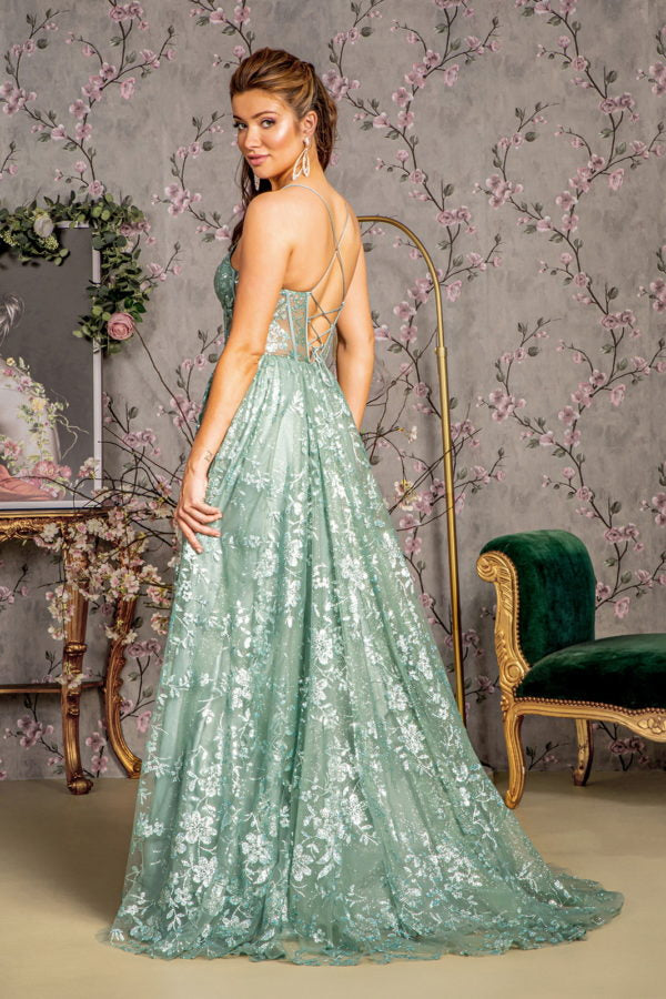 Sequin Illusion Sweetheart A-Line Women Formal Dress by GLS by Gloria - GL3254 - Special Occasion/Curves