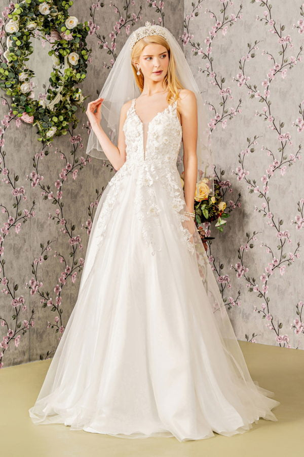 Floral Embroidery A-Line Women Bridal Dress by GLS by Gloria - GL3269 - Special Occasion/Curves