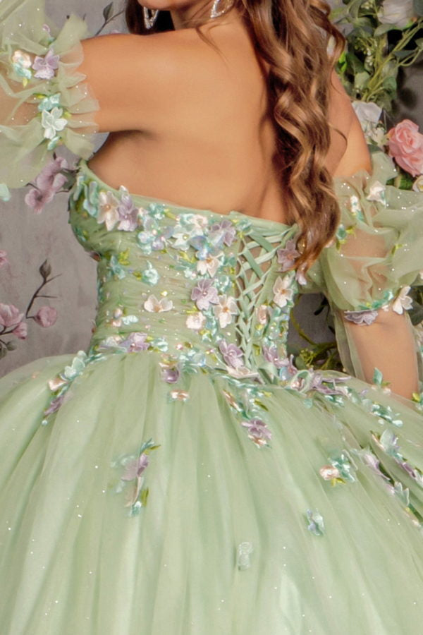 3D Flower Sweetheart Neckline Quinceanera Dress by Elizabeth K - GL3300