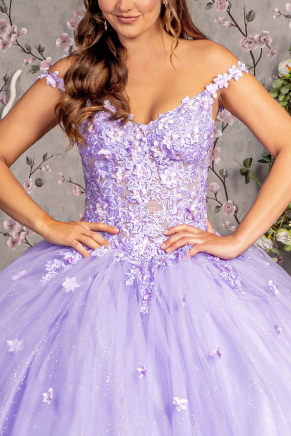 Jewel Glitter Spaghetti Strap Quinceanera Dress by GLS by Gloria - GL3302