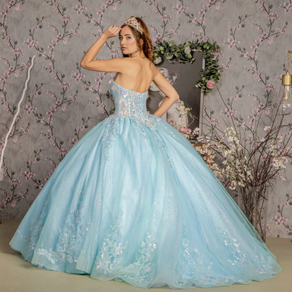 3D Flower Embroidery Strapless Quinceanera Dress by GLS by Gloria - GL3332