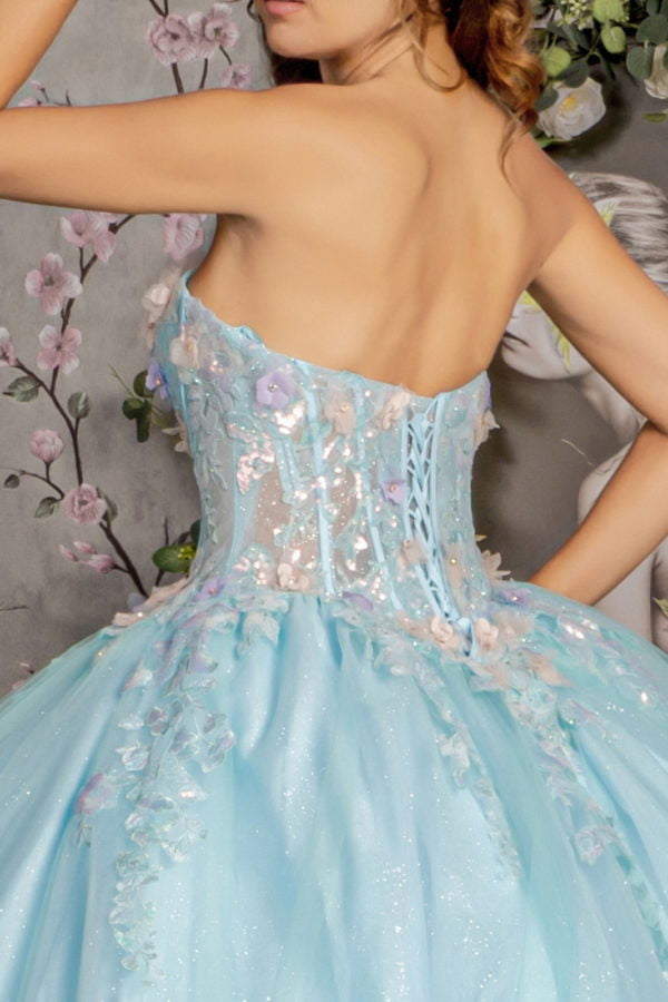 3D Flower Embroidery Strapless Quinceanera Dress by GLS by Gloria - GL3332