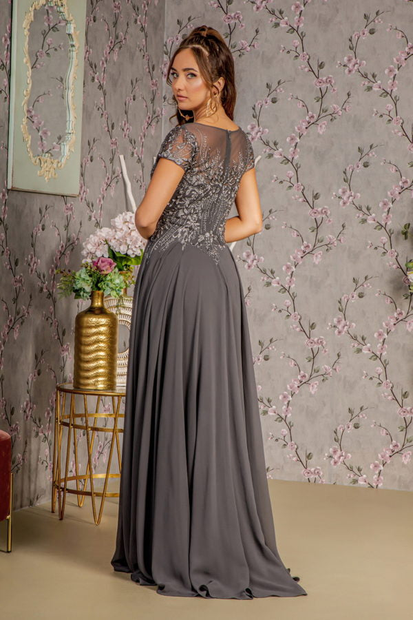 Embroidery Boat Neckline A-Line Women Formal Dress by GLS by Gloria - GL3362 - Special Occasion/Curves