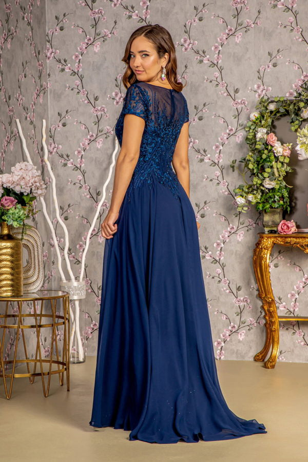 Embroidery Boat Neckline A-Line Women Formal Dress by GLS by Gloria - GL3362 - Special Occasion/Curves