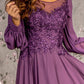 Floral Embroidery Long Sleeve A-Line Women Formal Dress by GLS by Gloria - GL3363 - Special Occasion/Curves