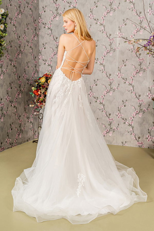 Embroidery Straight Across Neckline Women Bridal Dress by GLS by Gloria - GL3417 - Special Occasion/Curves