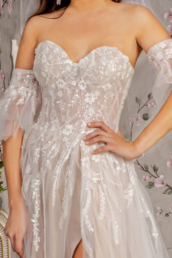 Sheer Bodice Sweetheart Women Bridal Dress by GLS by Gloria - GL3427 - Special Occasion/Curves