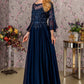 Sequin Chiffon 3/4 Sleeve A-Line Women Formal Dress by GLS by Gloria - GL3434 - Special Occasion/Curves