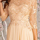 Sequin Chiffon Boat Neckline A-Line Women Formal Dress by GLS by Gloria - GL3446 - Special Occasion/Curves