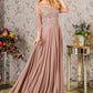 Sequin Chiffon Boat Neckline A-Line Women Formal Dress by GLS by Gloria - GL3446 - Special Occasion/Curves