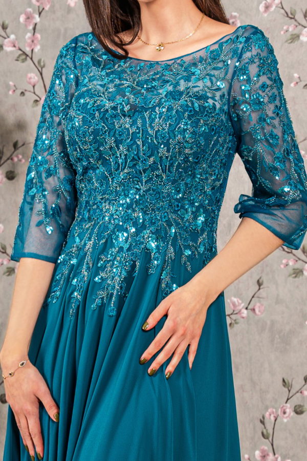 Embroidery Chiffon Boat Neckline Women Formal Dress by GLS by Gloria - GL3447 - Special Occasion/Curves