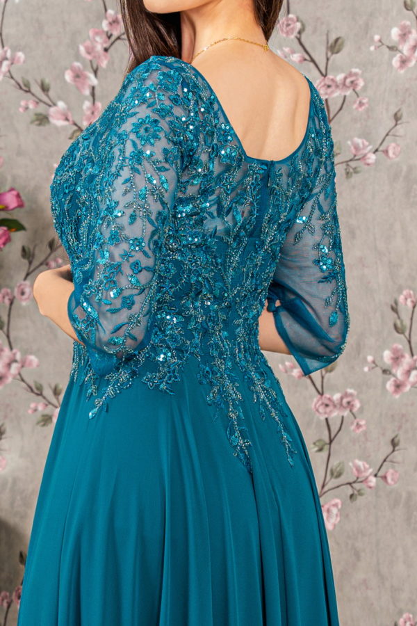 Embroidery Chiffon Boat Neckline Women Formal Dress by GLS by Gloria - GL3447 - Special Occasion/Curves