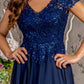 Embroidery Sequin V-Neck A-Line Women Formal Dress by GLS by Gloria - GL3450 - Special Occasion/Curves